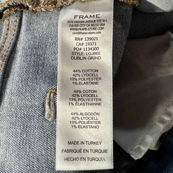 Frame SZ 28 Le Garcon Boyfriend Jeans Mid-Rise Distressed Frayed Dublin Grind - Picture 9 of 10